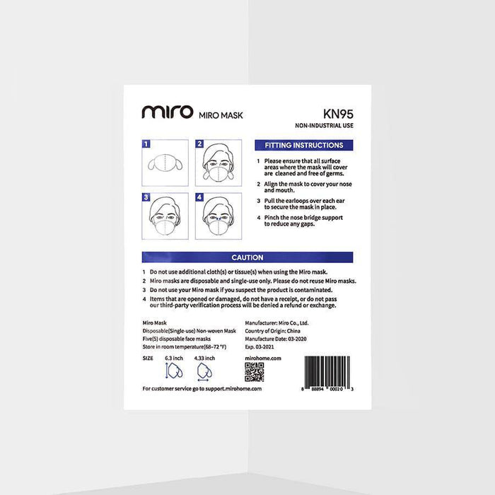 Miro Safety Mask Package Back
